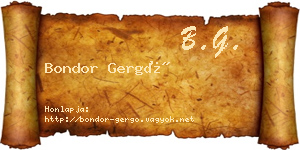Bondor Gergő névjegykártya